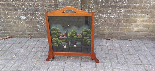 Outstanding Unusual Art Nouveau Hand Painted Oak Fire Screen. Free Hand Delivery.