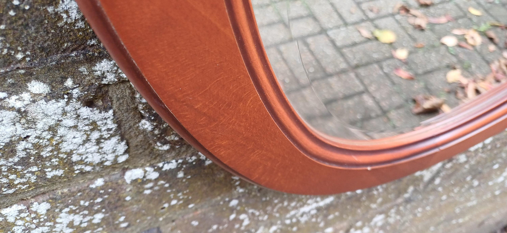 French Fruitwood Oval Decorative Mirror with Bevelled Glass
