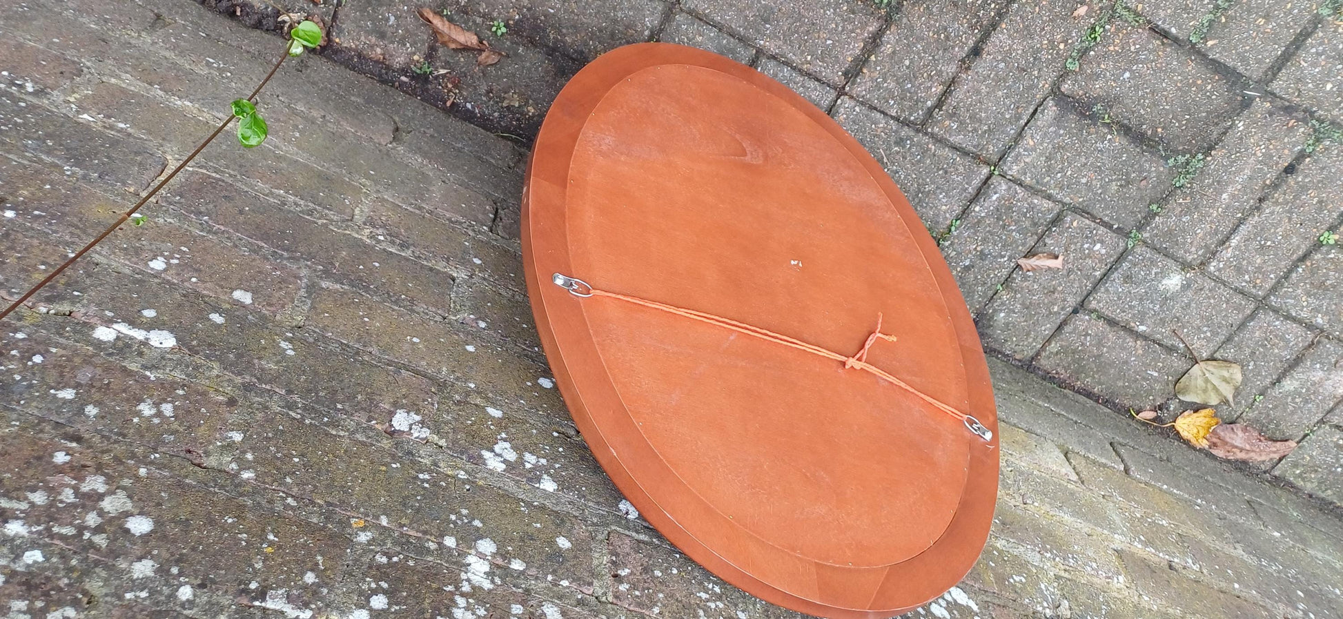 French Fruitwood Oval Decorative Mirror with Bevelled Glass