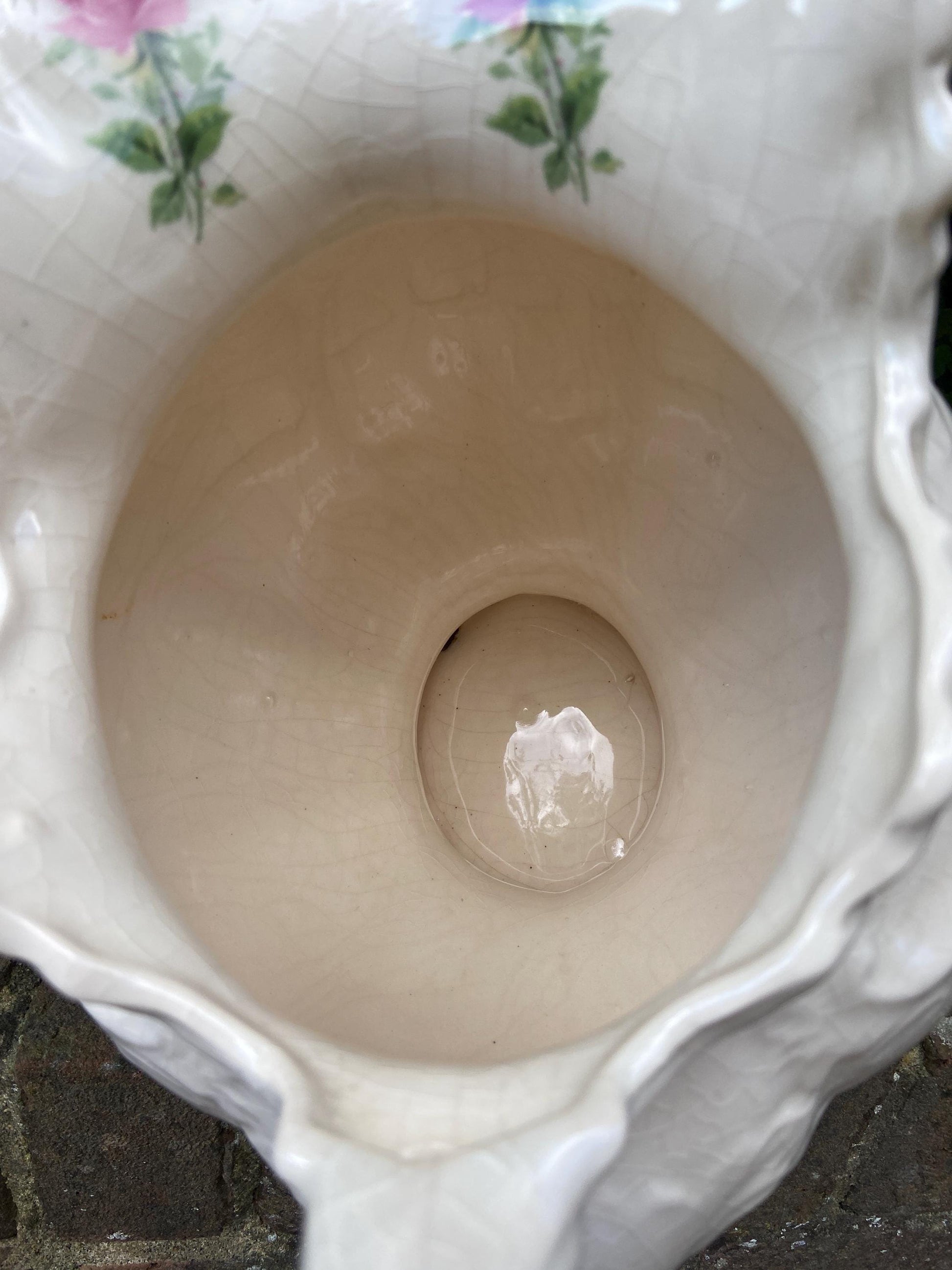 Very large China Jug made by Staffordshire Pottery - floral design - watertight