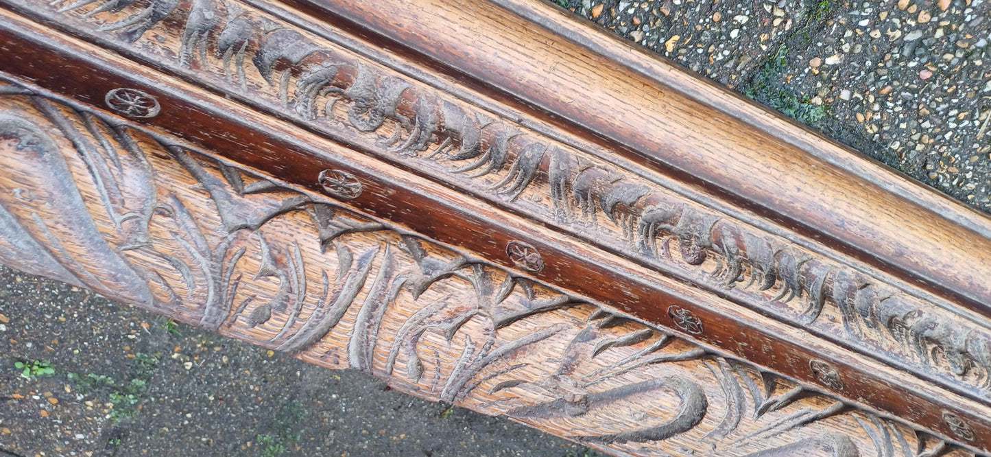 Glorious Victorian Carved Oak Fender Fireplace Hearth. Free Hand Delivery.