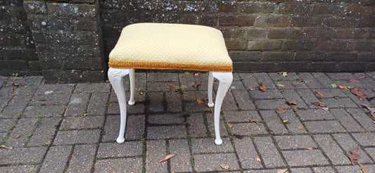 Vintage Retro Chic Upholstered Stool Newly Upholstered Stool Kitsch Hard Plastic Cabriole Legs.