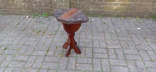 Superbly Deep Carved Vintage Hardwood Stool or Occasional Side Table.