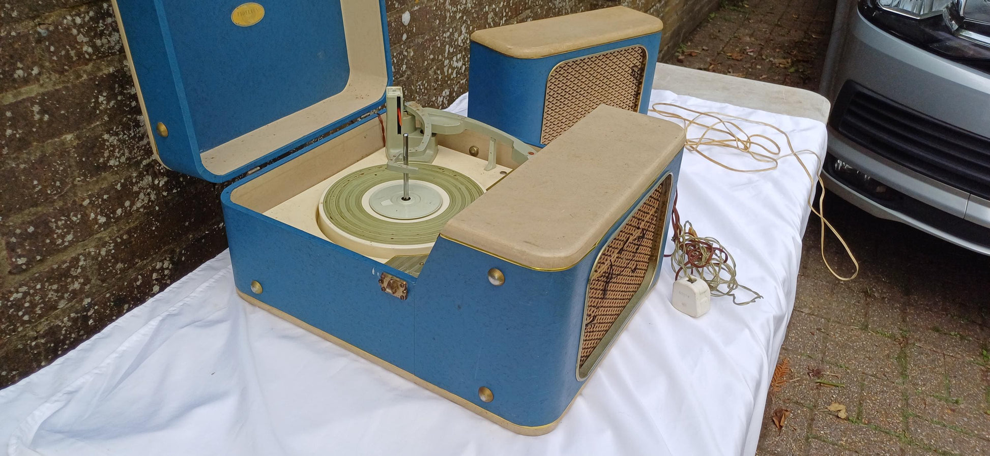 Retro Dream! Superb Mid 20th Century Record Player and Speaker ‘Fidelity Radio’
