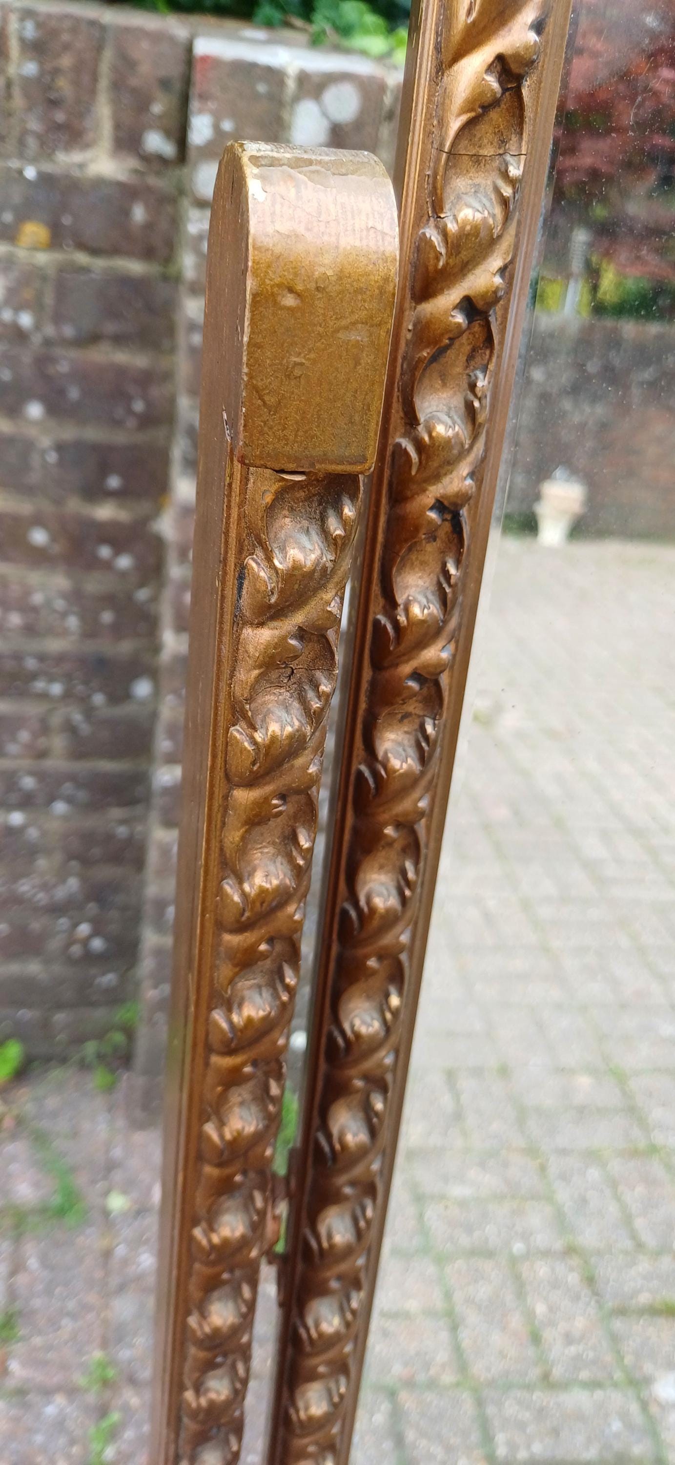 Vintage Mid-Century Gold Gilt Freestanding Cheval Full Length Mirror