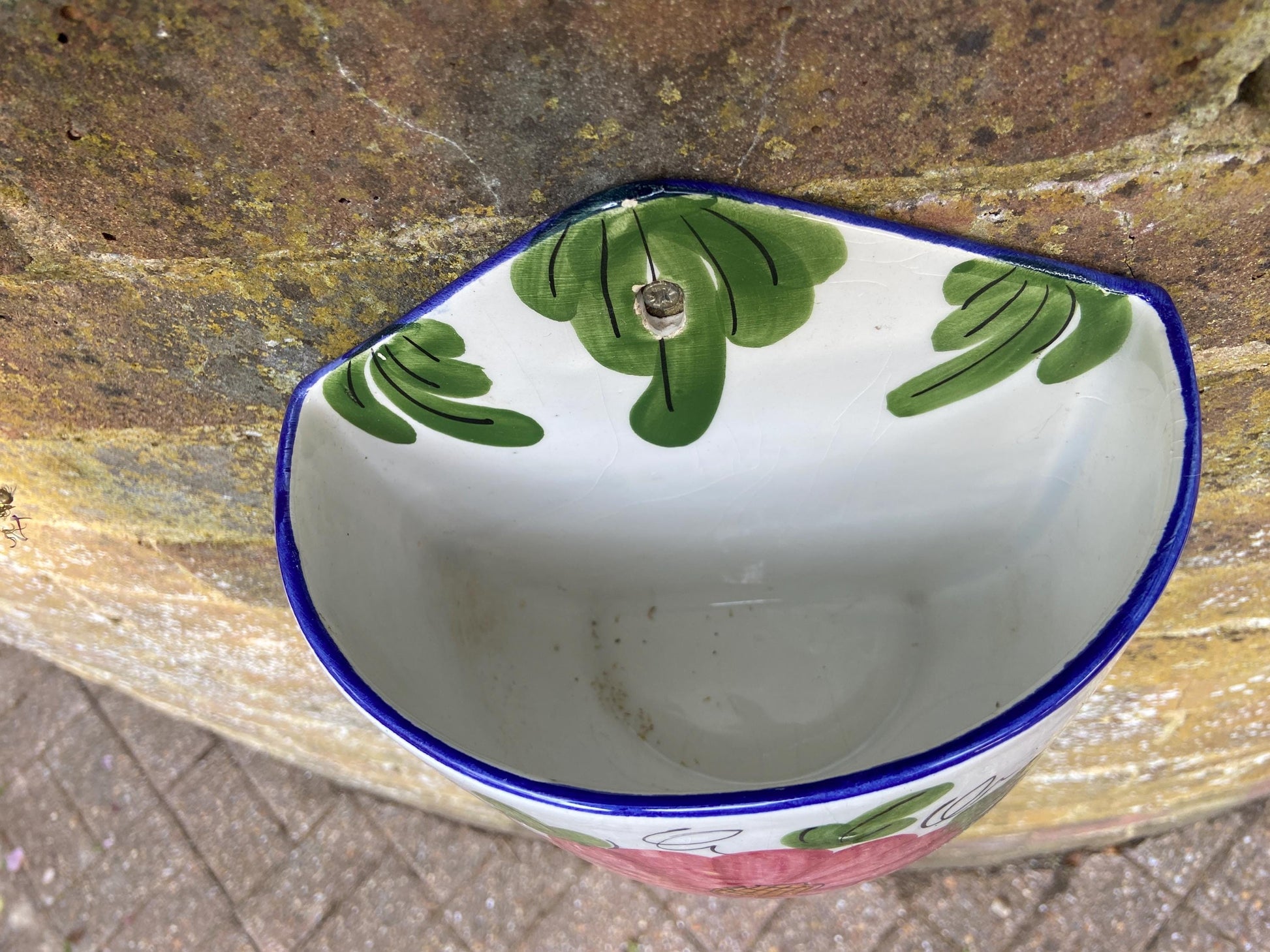 Vintage hand painted wall planter, plant pot Made in Spain, Hnos Martinez