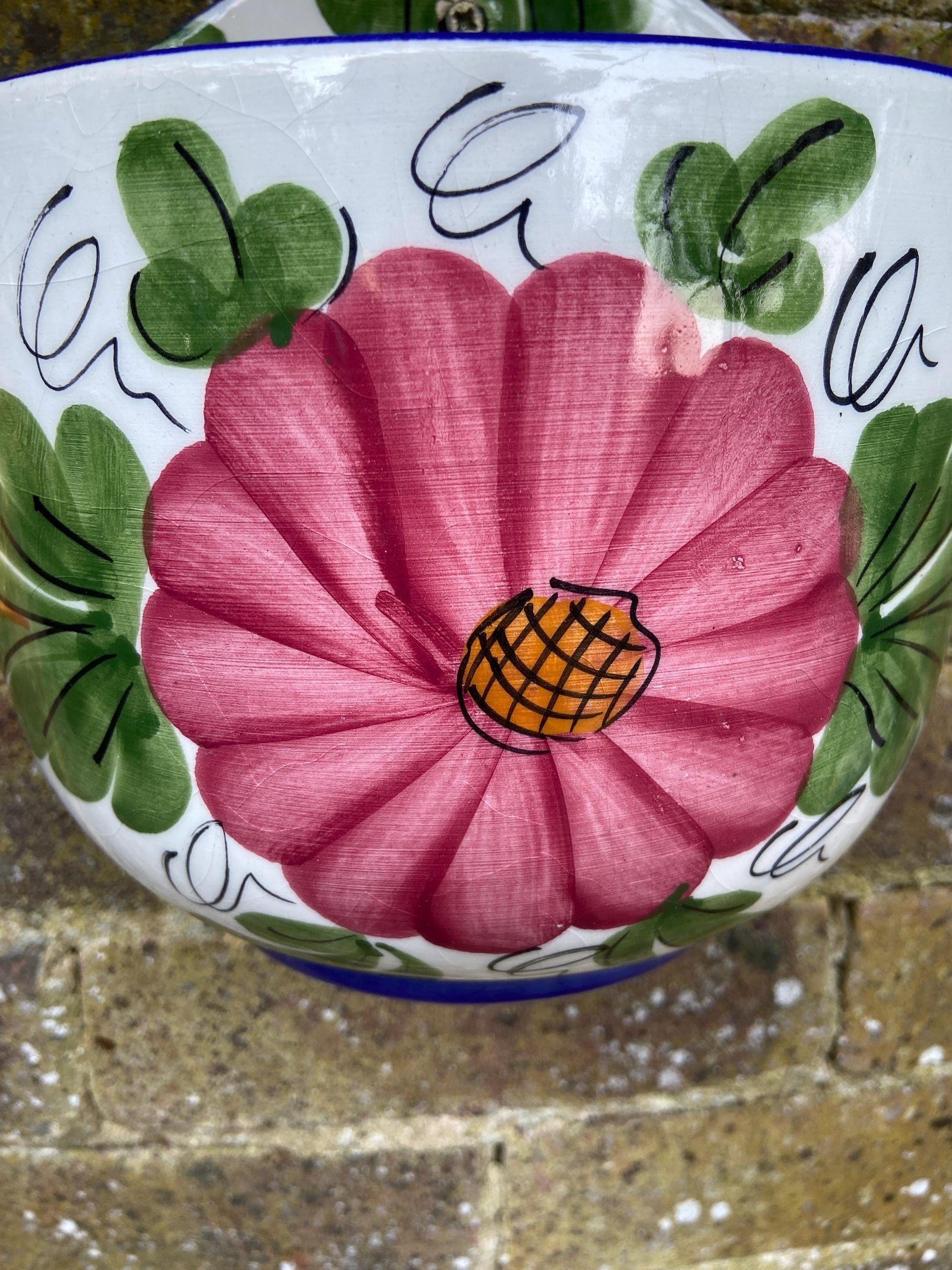 Vintage hand painted wall planter, plant pot Made in Spain, Hnos Martinez