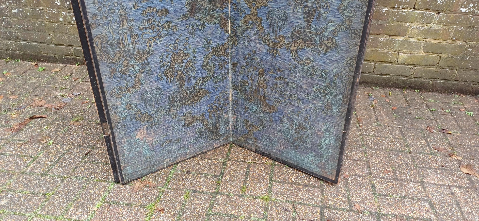 Oriental Bohemian Vintage Late Victorian 3 Fold Screen Room Divider