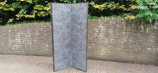 Oriental Bohemian Vintage Late Victorian 3 Fold Screen Room Divider