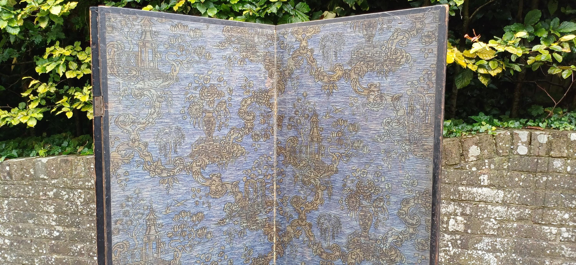 Oriental Bohemian Vintage Late Victorian 3 Fold Screen Room Divider