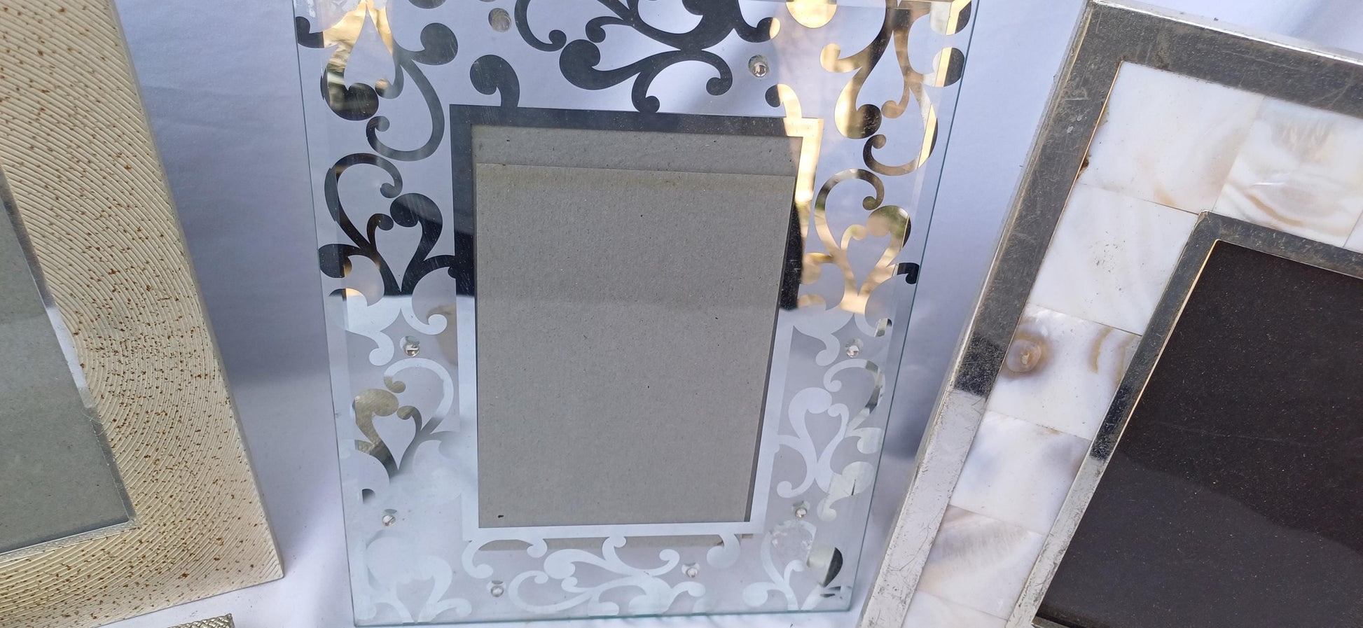 Collection of Metal and Glass Pictures Picture Frames Freestanding Framing Glazed Frame Photo Photograph Funky and Kitsch
