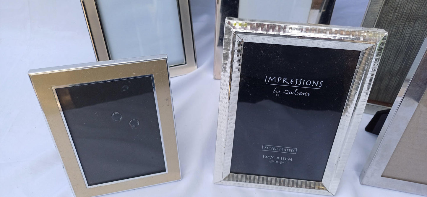 Collection 7 Metal and Silver Pictures Picture Frames Freestanding Framing Glazed Frame Photo Photograph. All Freestanding.