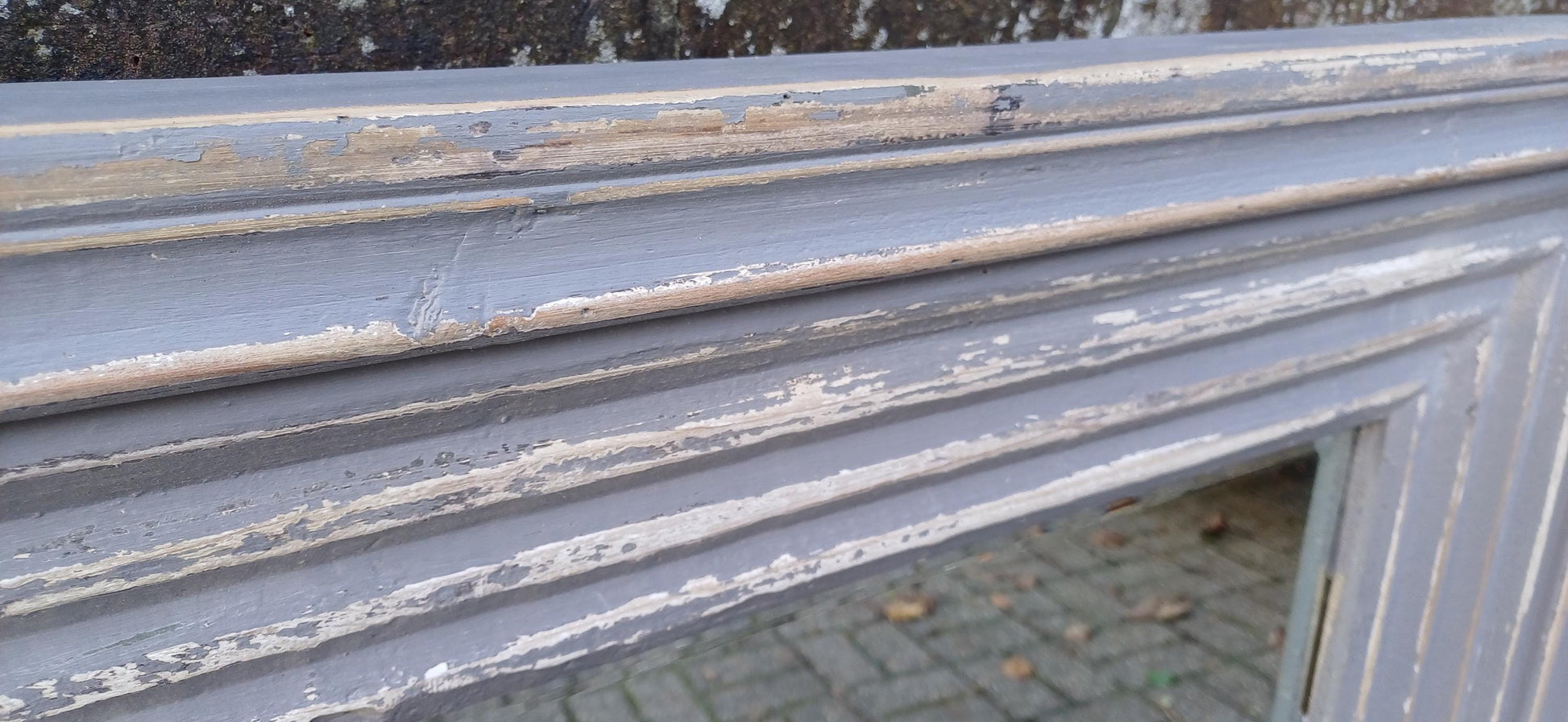 Superb Pair of Very Large Painted Grey Mirrors Bespoke Distressed Contemporary Finish Bevelled Glass. Free Hand Delivery.