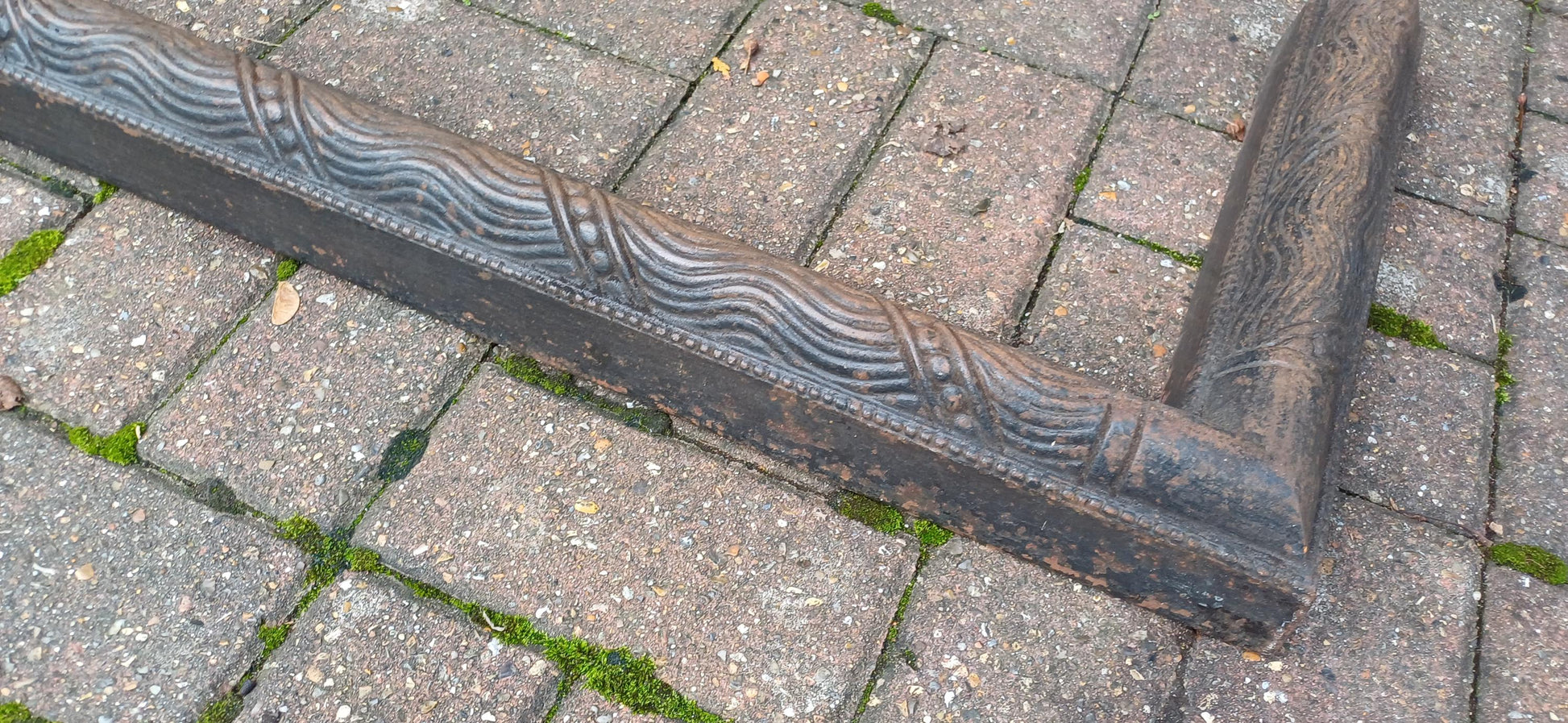Large Age Worn Aesthetic Victorian Iron Decorative Fender Fireplace Guard