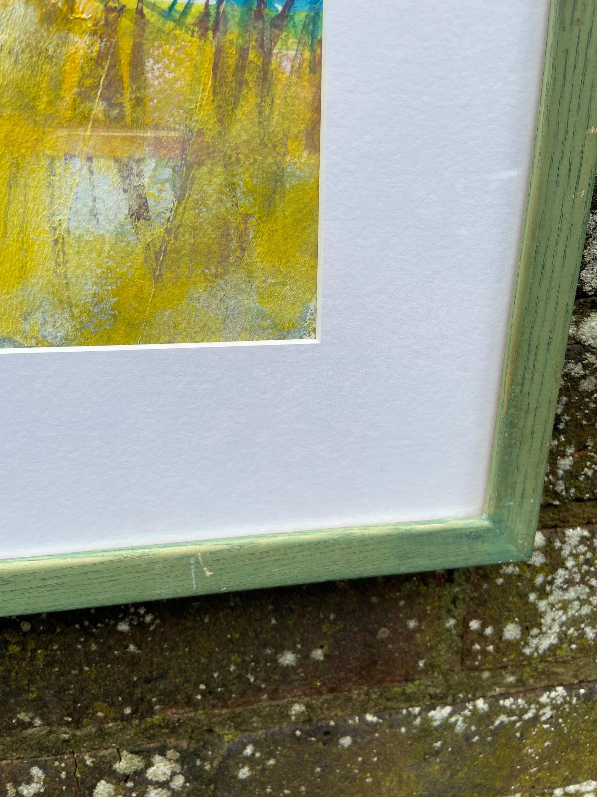 Vintage Mixed Media Original Framed Painting by Una Aldridge, titled “Wasteland”