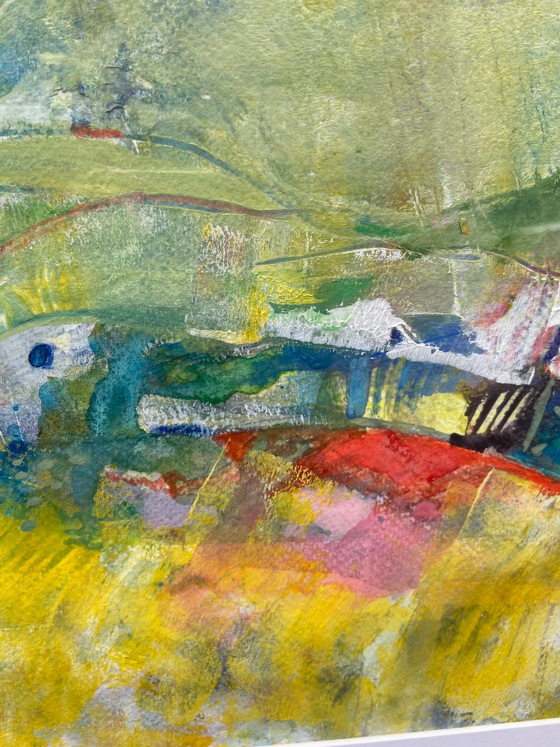 Vintage Mixed Media Original Framed Painting by Una Aldridge, titled “Wasteland”