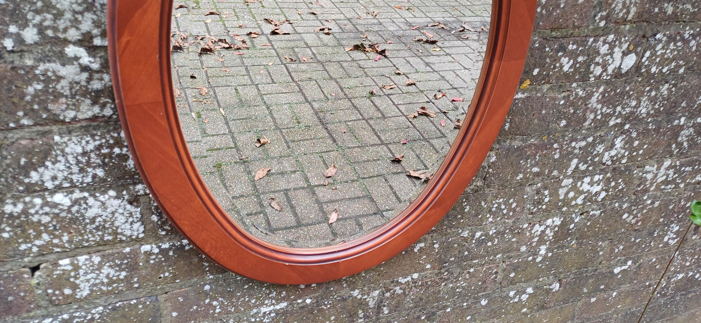 French Fruitwood Oval Decorative Mirror with Bevelled Glass
