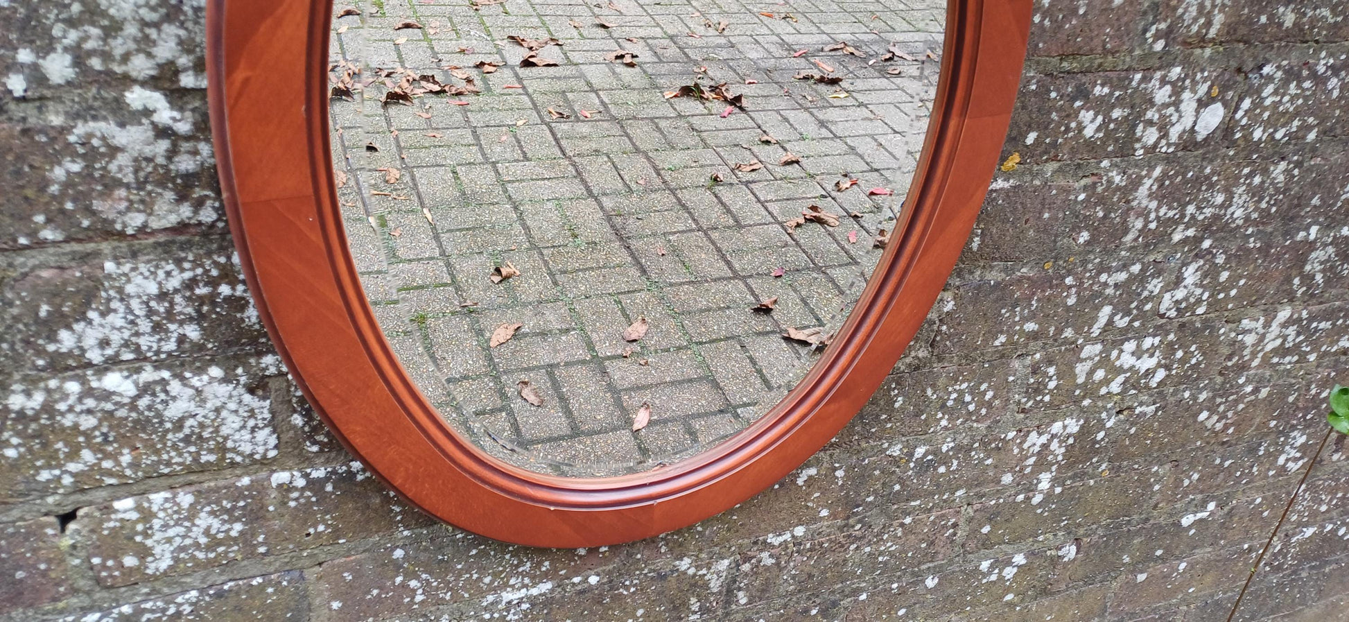 French Fruitwood Oval Decorative Mirror with Bevelled Glass
