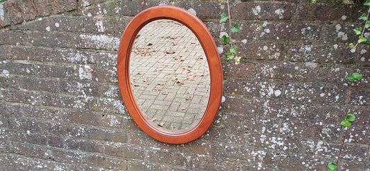 French Fruitwood Oval Decorative Mirror with Bevelled Glass