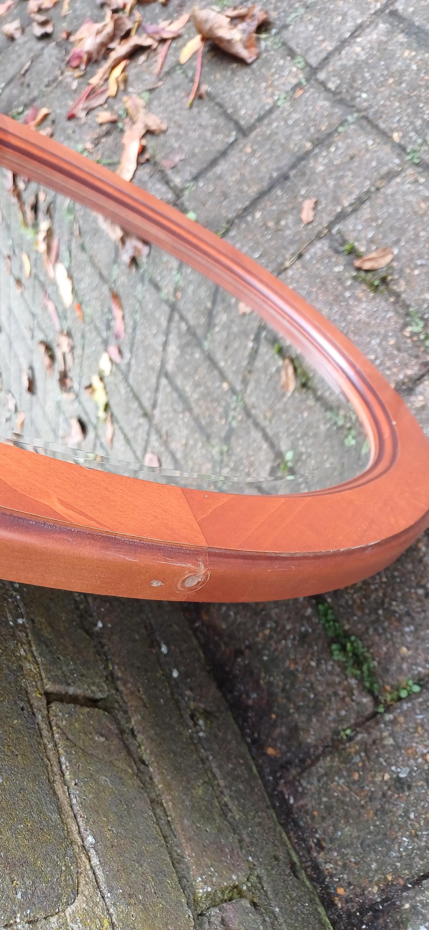 French Fruitwood Oval Decorative Mirror with Bevelled Glass
