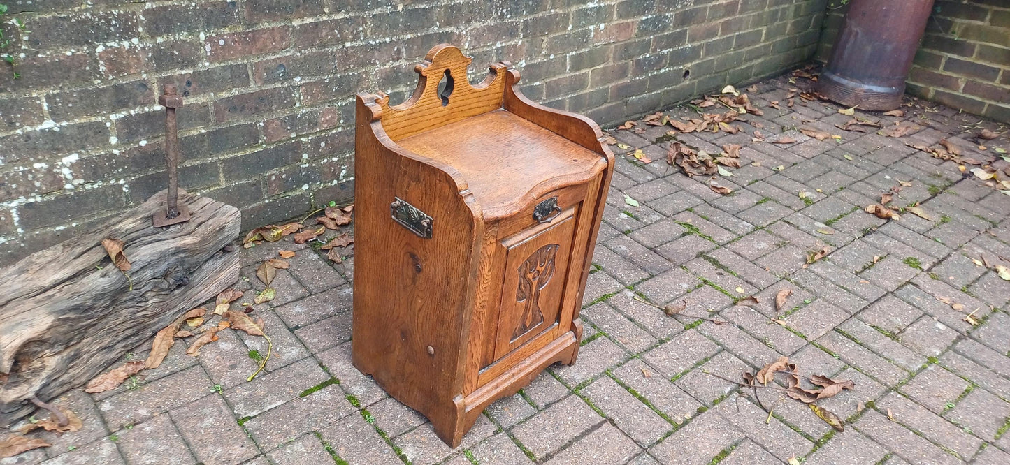 Classic Early 20th Century Coal Pedonium Scuttle Bucket Art Nouveau Top Quality Solid Oak