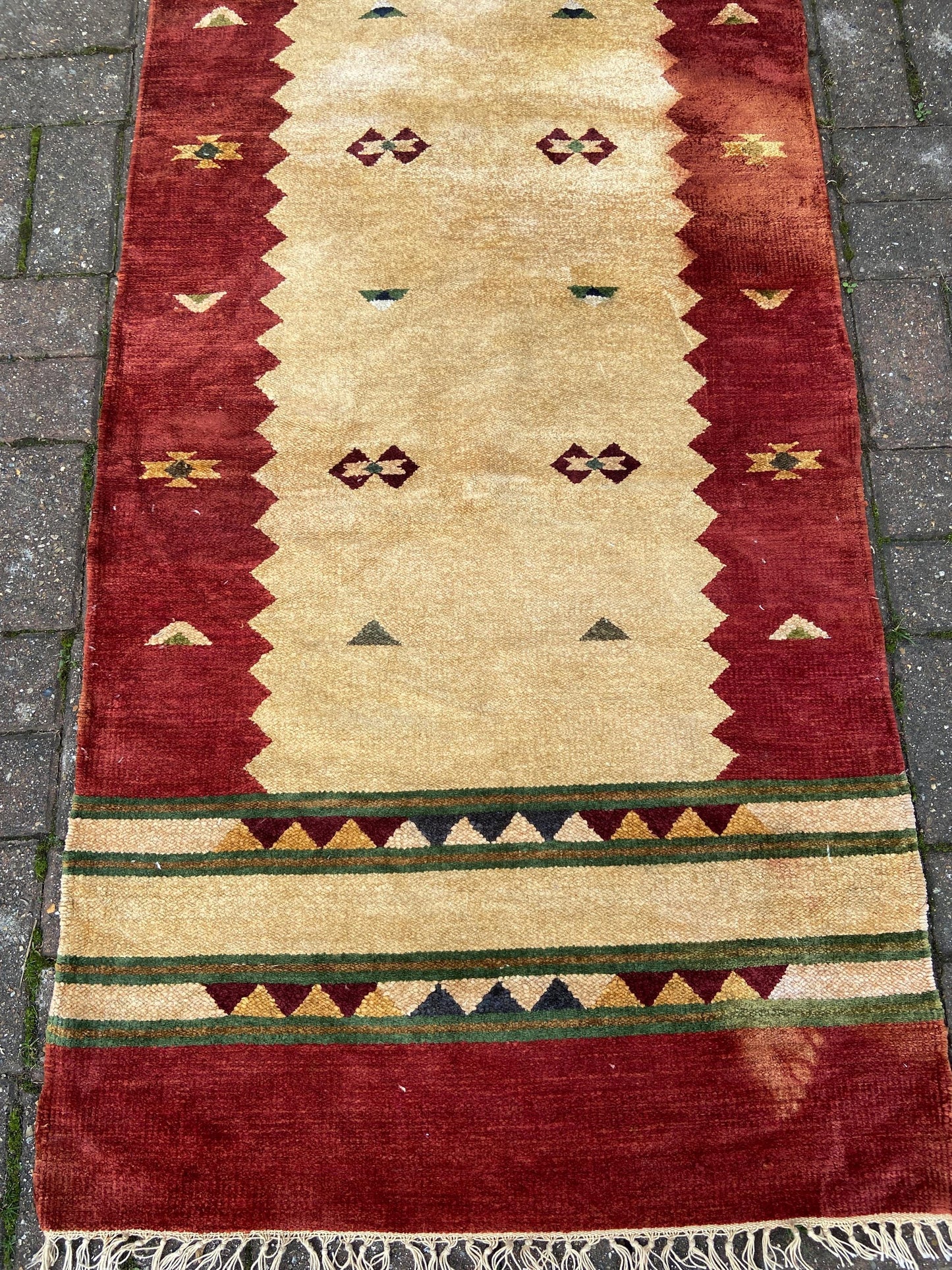 Vintage Runner Carpet or Rug - 295cm x 77cm - wool chenille runner for hallway or landing