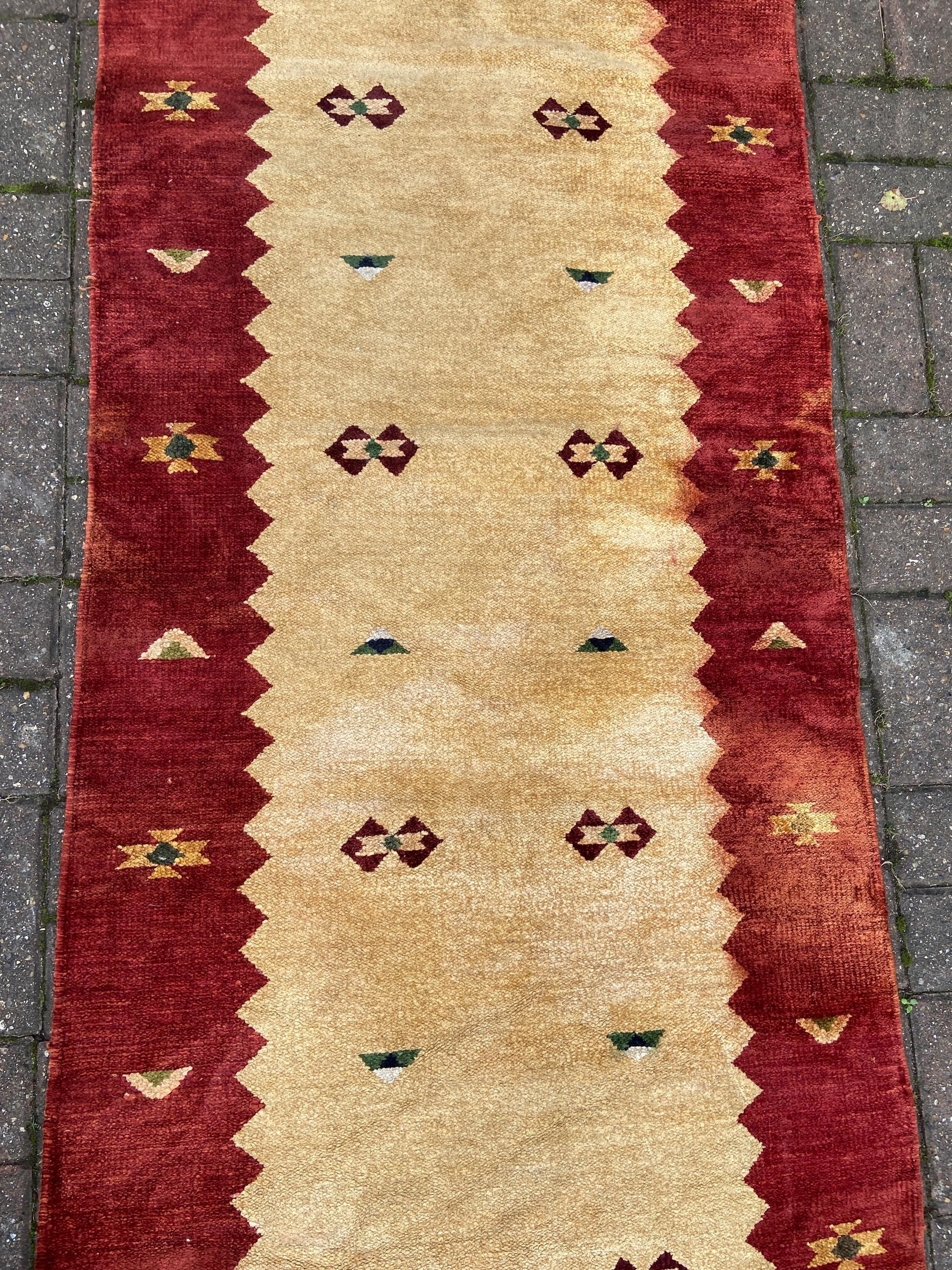 Vintage Runner Carpet or Rug - 295cm x 77cm - wool chenille runner for hallway or landing