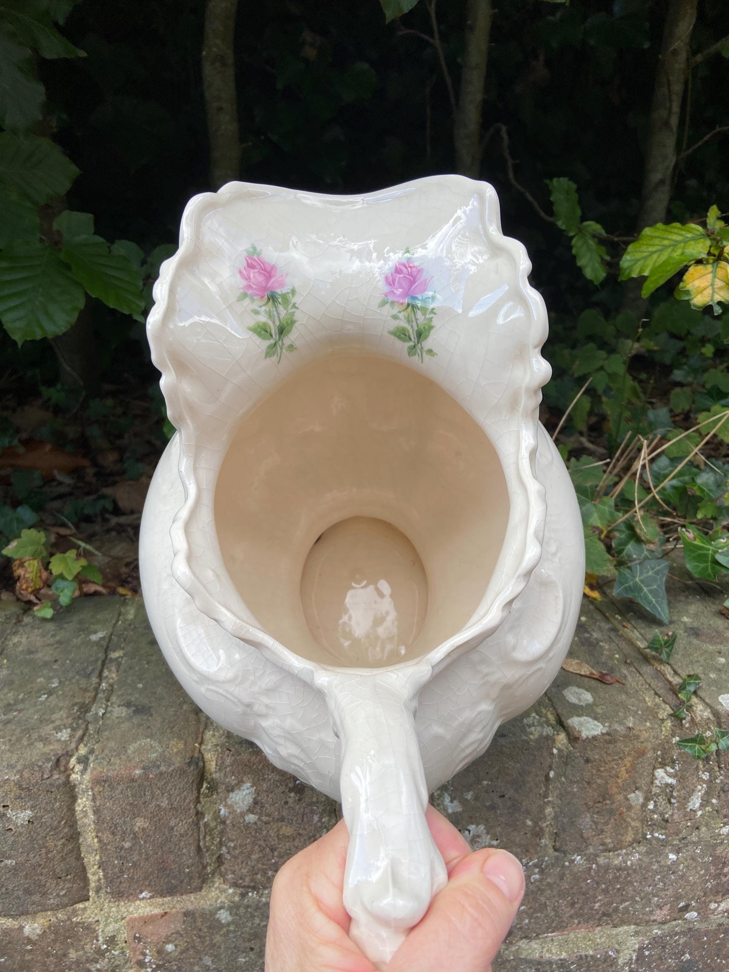 Very large China Jug made by Staffordshire Pottery - floral design - watertight