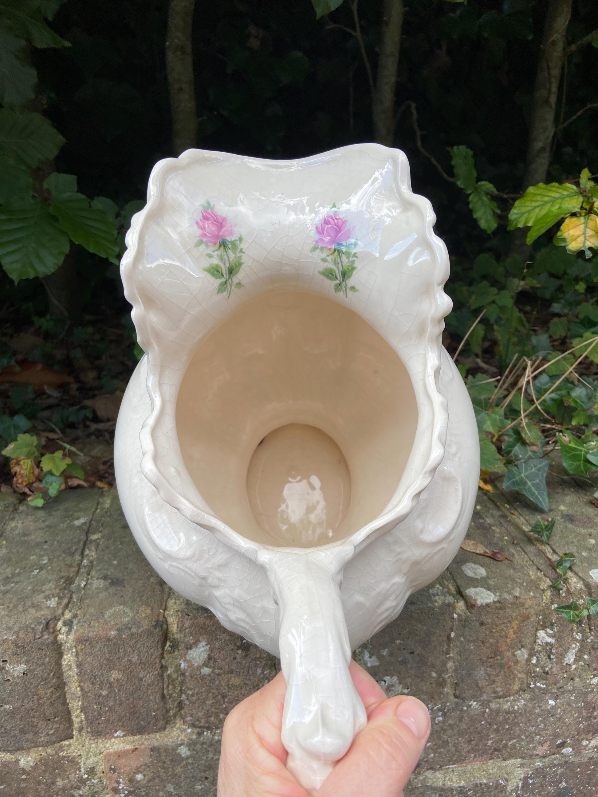 Very large China Jug made by Staffordshire Pottery - floral design - watertight
