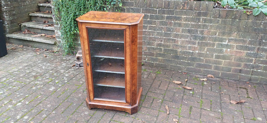 Amazing Quality Vintage Victorian Walnut and Inlaid Glazed Cupboard Former Music Sheet Storage Adjustable Shelf Configuration.