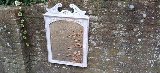 Beautiful Vintage Early 20th Century Decorative Painted Wall Mirror Bevelled Glass Upcycled Bespoke.