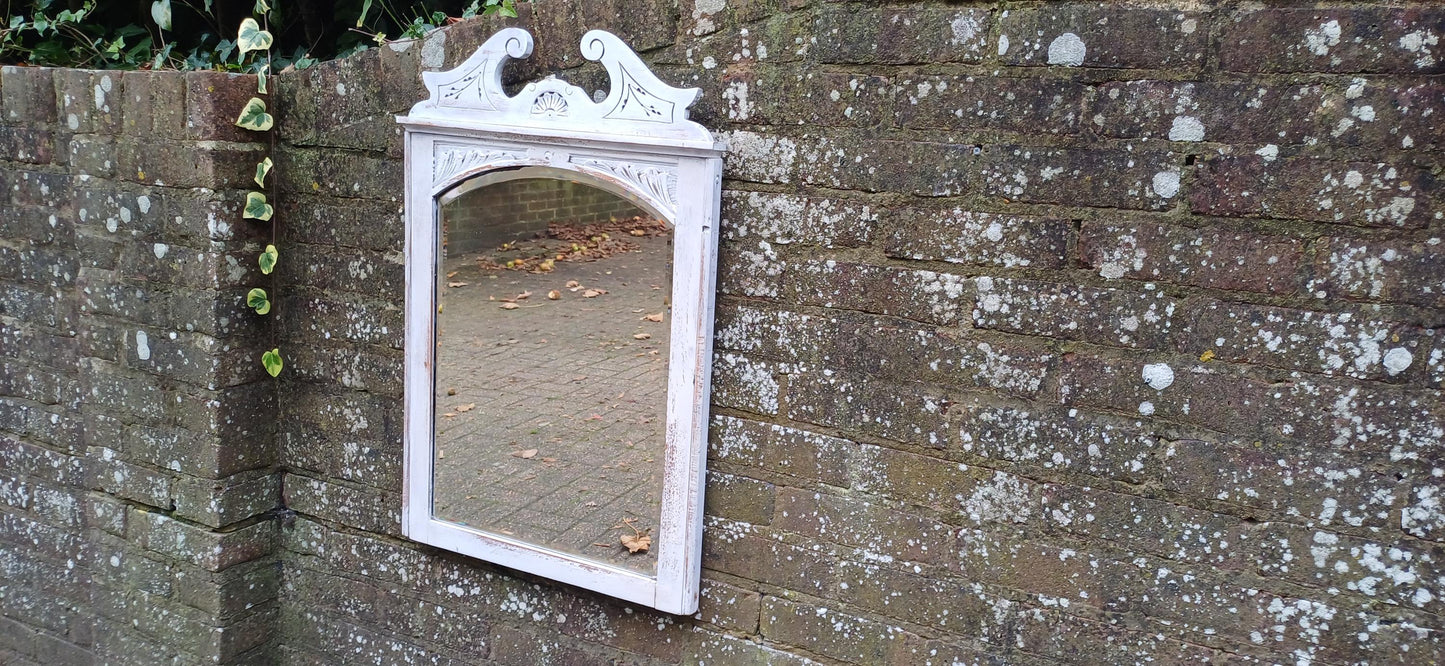 Beautiful Vintage Early 20th Century Decorative Painted Wall Mirror Bevelled Glass Upcycled Bespoke.