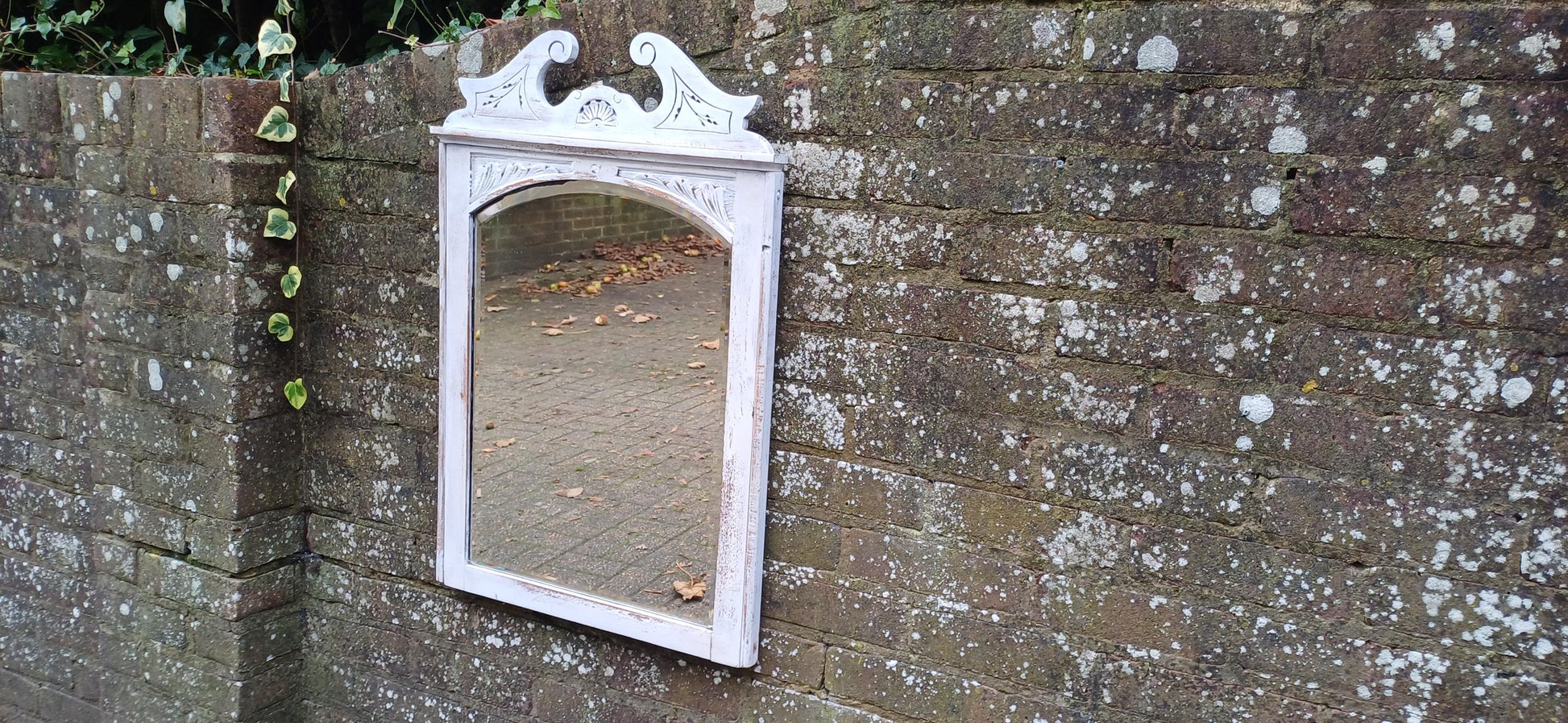 Beautiful Vintage Early 20th Century Decorative Painted Wall Mirror Bevelled Glass Upcycled Bespoke.