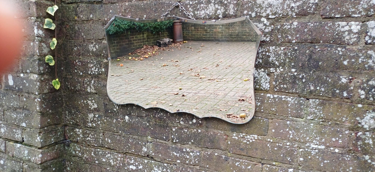 Vintage Retro Mid Century Shaped Wall Mirror Bevelled Glass.