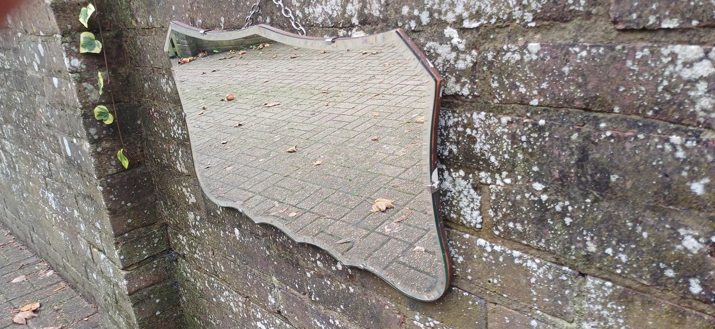 Vintage Retro Mid Century Shaped Wall Mirror Bevelled Glass.