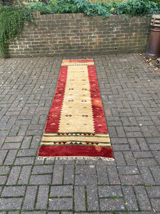 Vintage Runner Carpet or Rug - 295cm x 77cm - wool chenille runner for hallway or landing