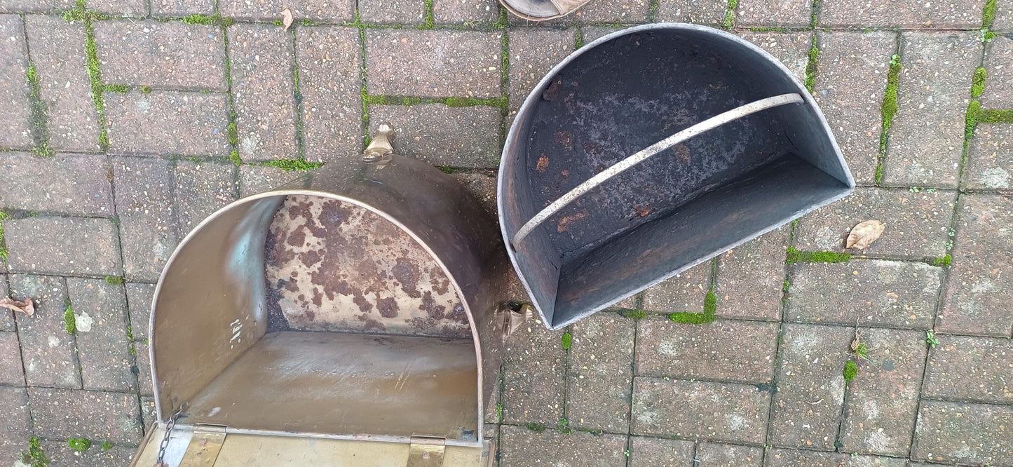Late Victorian Vintage Brass Coal Bucket Scuttle Bin with Inner Lining