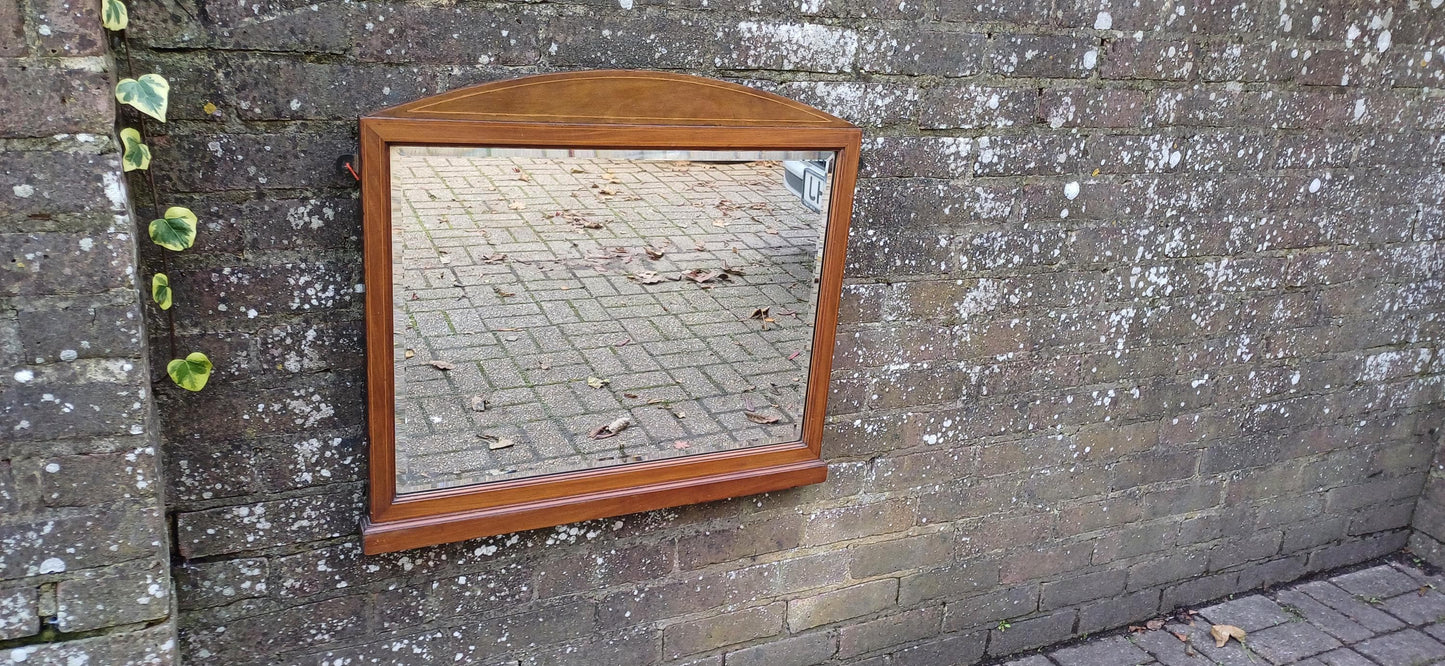 Early Edwardian Mahogany Decorative Wall Over Mantel Wall Mirror.