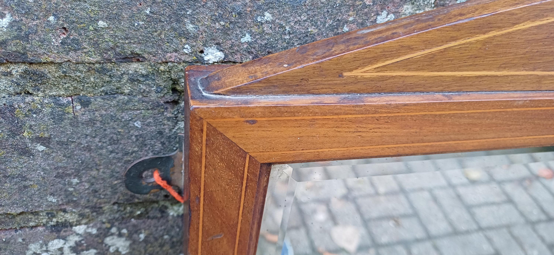 Early Edwardian Mahogany Decorative Wall Over Mantel Wall Mirror.