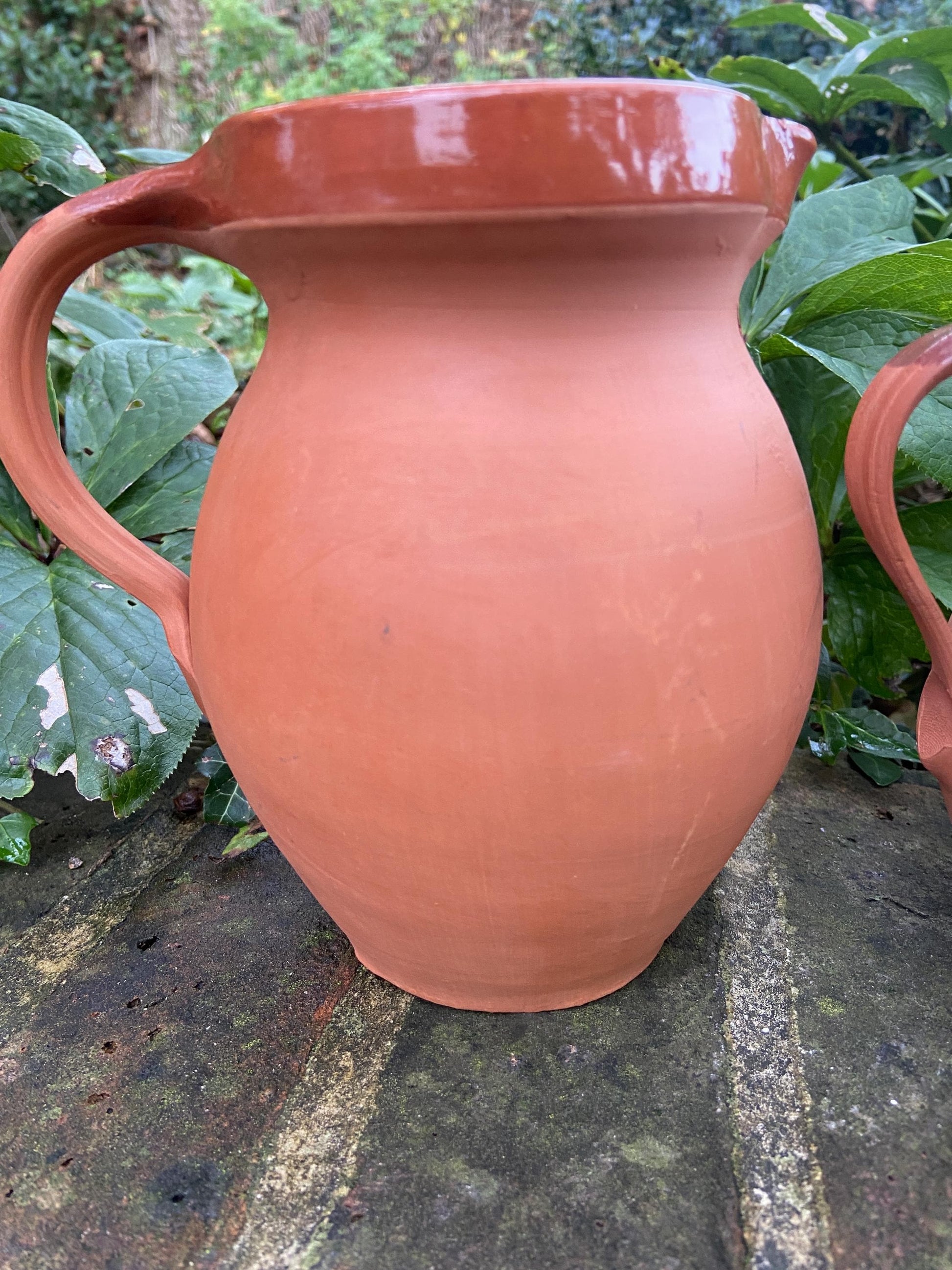 Mrs Brannam’s Devon Terracotta vintage set of two breakfast jugs – one for Fruit Juice and one for Milk. Perfect for a B&B.