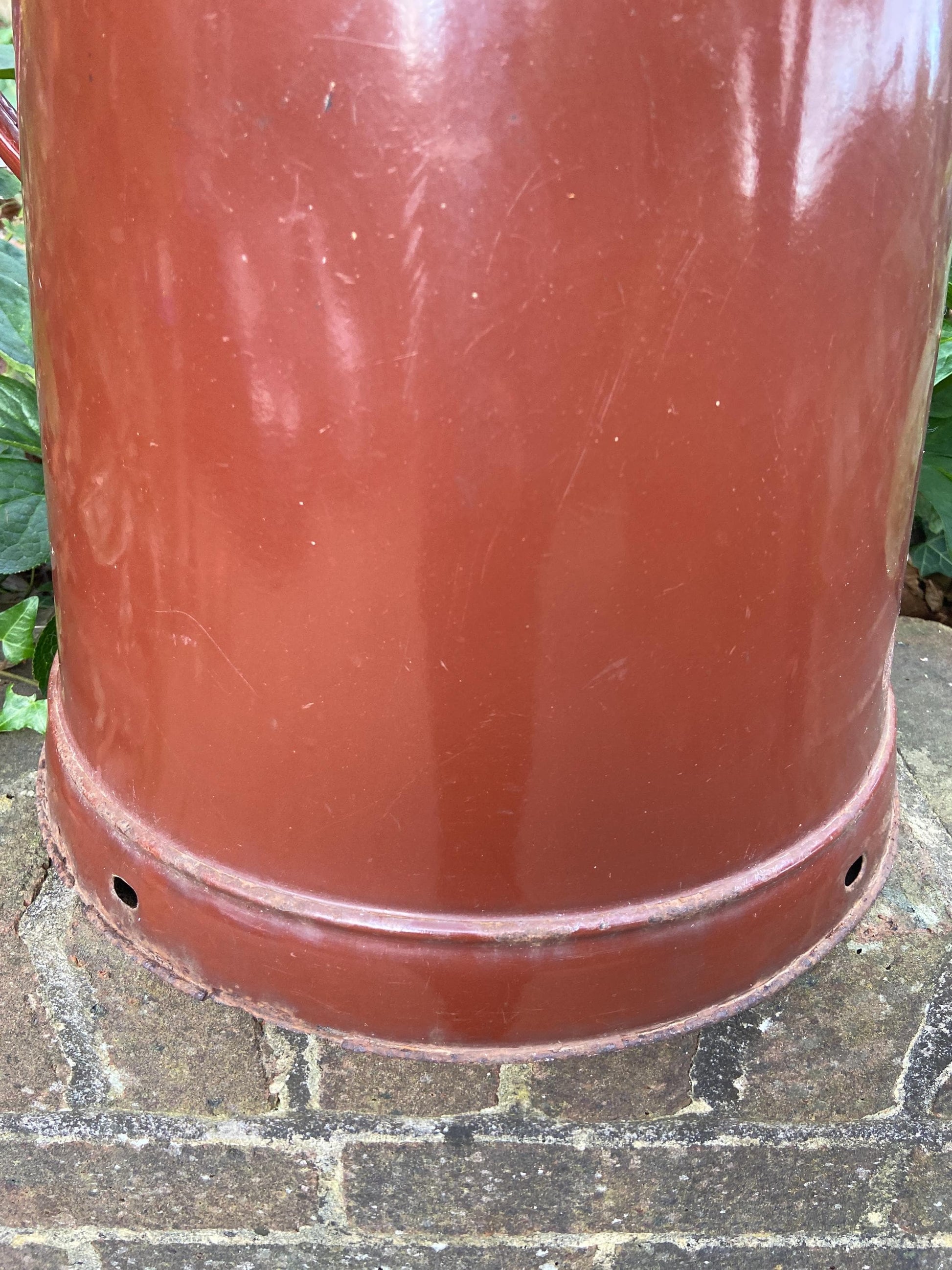 Super large metal vase or planter or bucket or storage stand. Original painted metal container from 1900s - possibly a milk container?