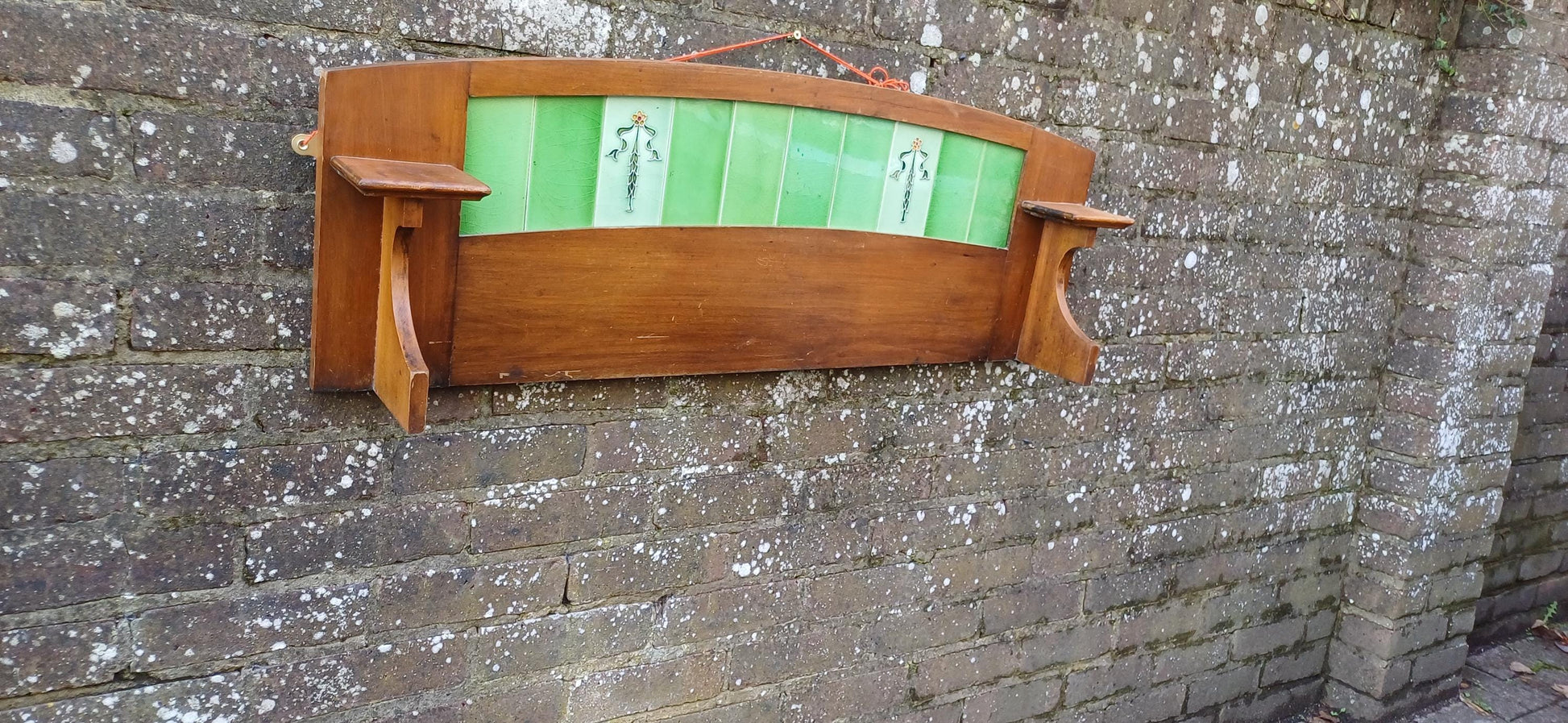 Wonderful Edwardian Vintage Washstand Top Art Nouveau Tiles Perfect for Hooks.