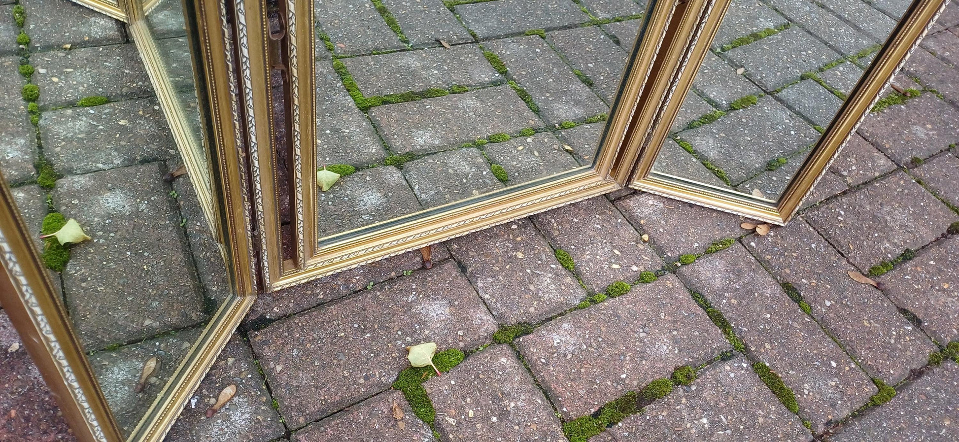 Vintage Retro Classic Gold Gilt 70s Adjustable Triple Mirror