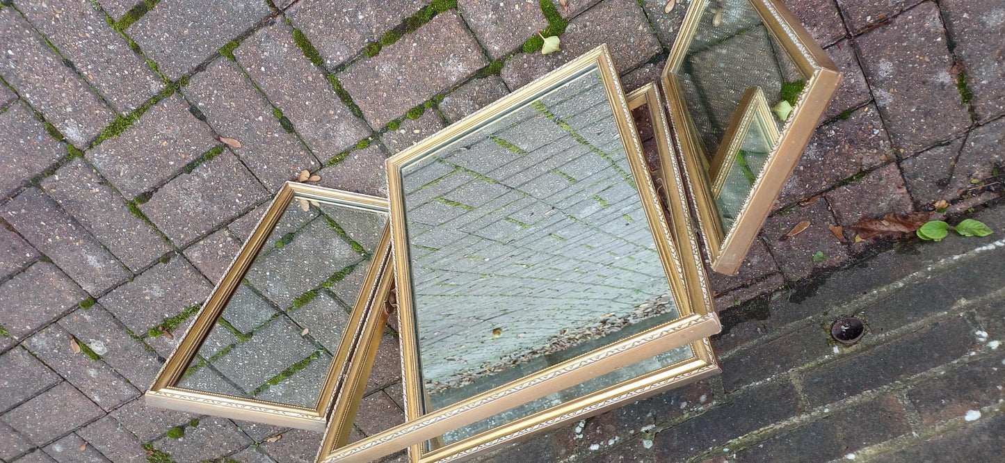 Vintage Retro Classic Gold Gilt 70s Adjustable Triple Mirror