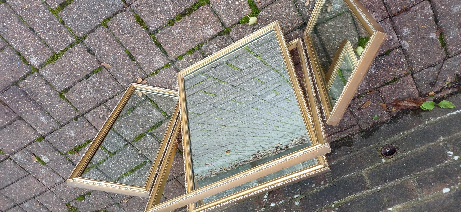 Vintage Retro Classic Gold Gilt 70s Adjustable Triple Mirror