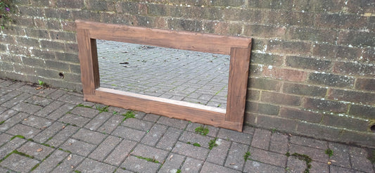 Superb Huge Chunky Reclaimed Pine Wall Mirror Over Mantel Free Hand Delivery