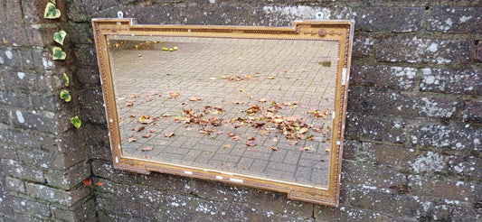 Large Unique Distressed Vintage Victorian Gold Gilt Decorative Mirror