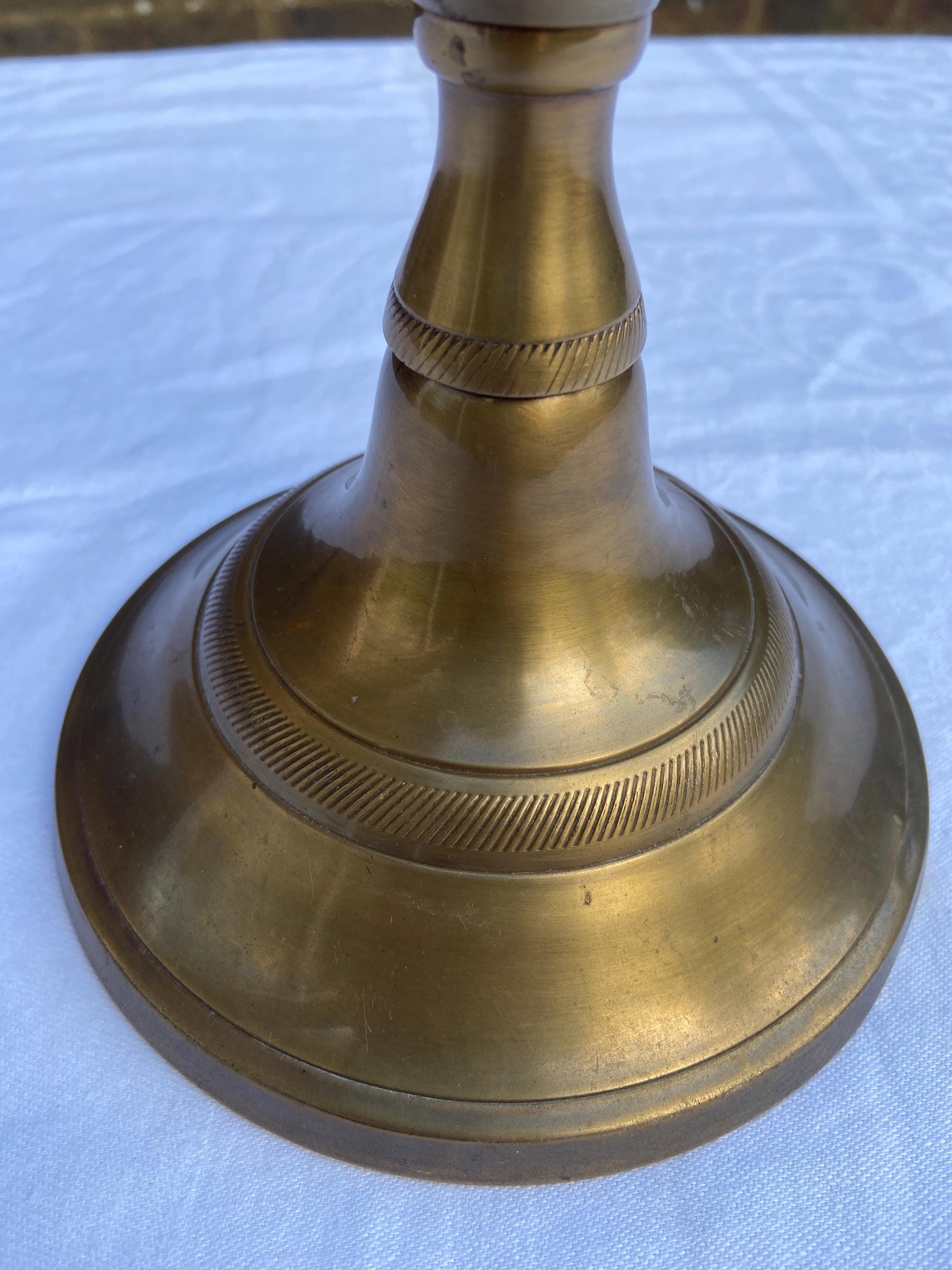 Indian solid brass vintage tall candlestick candle holder (32cm tall)