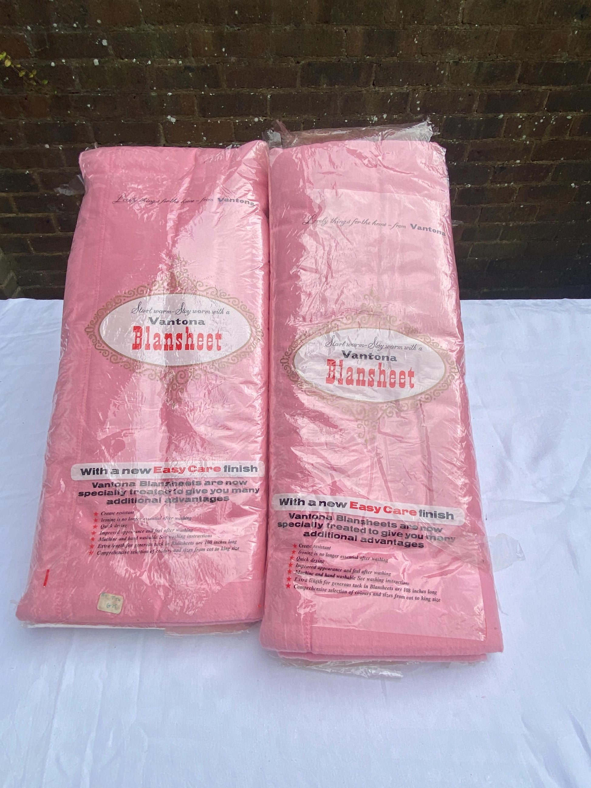 Original Unused Unopened 1970s bed linen - blanket and two large sheets, bright pink