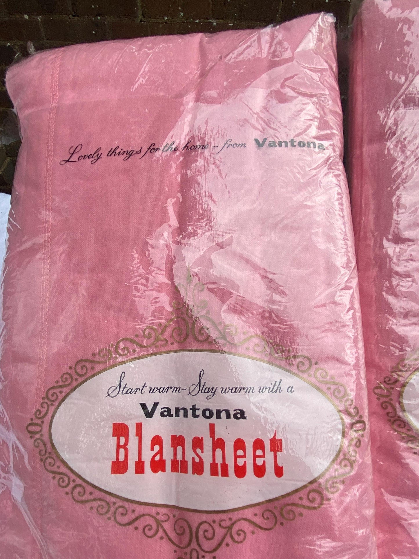 Original Unused Unopened 1970s bed linen - blanket and two large sheets, bright pink